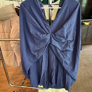 Elegant Blue Bat Wing Dress